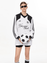 Letter Print Color - Block V - Neck Sports Sweatshirt - COPPING THREADS - CHICISLAND